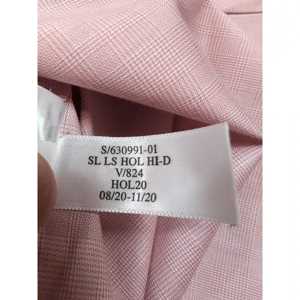 Banana Republic Hi-Dri Slim Fit Dress Shirt Pink Check 15-15.5 35-37 S/630991